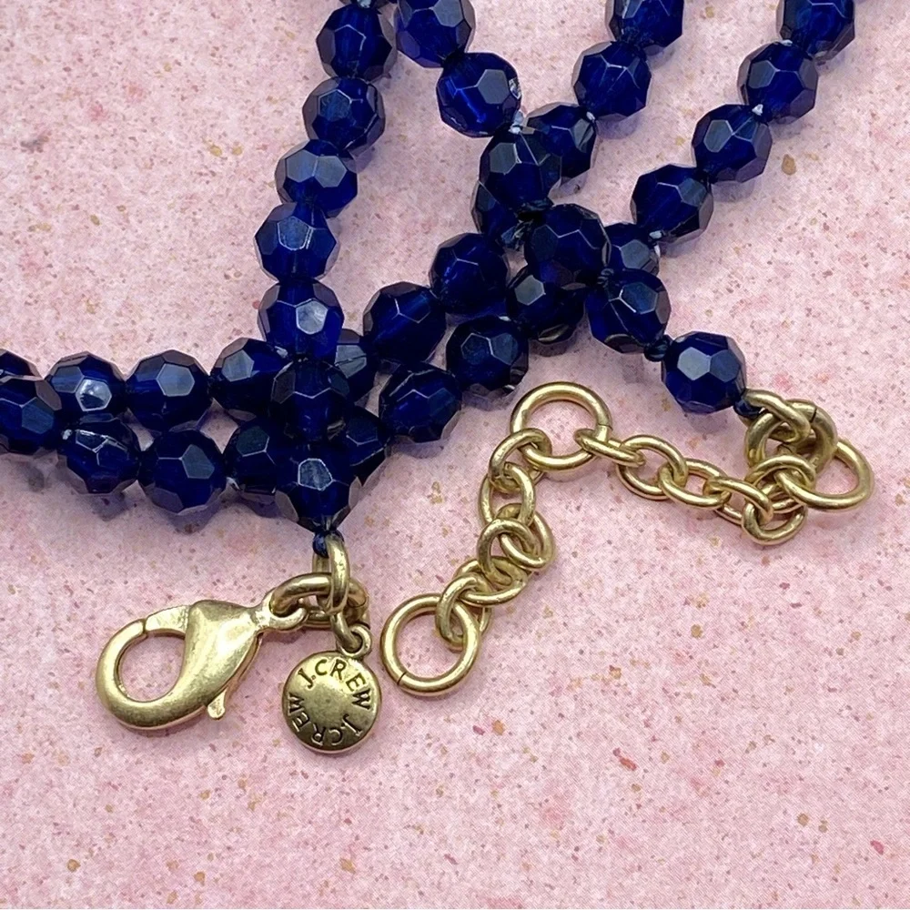 J.CREW Blue Acrylic Beads With White Tassel Pendant